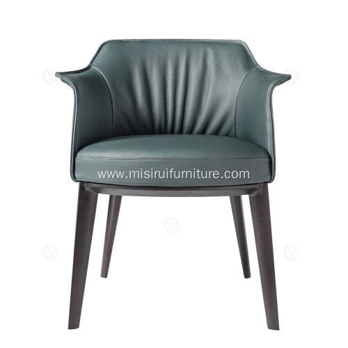 Italian minimalist green leather single Archibald chairs